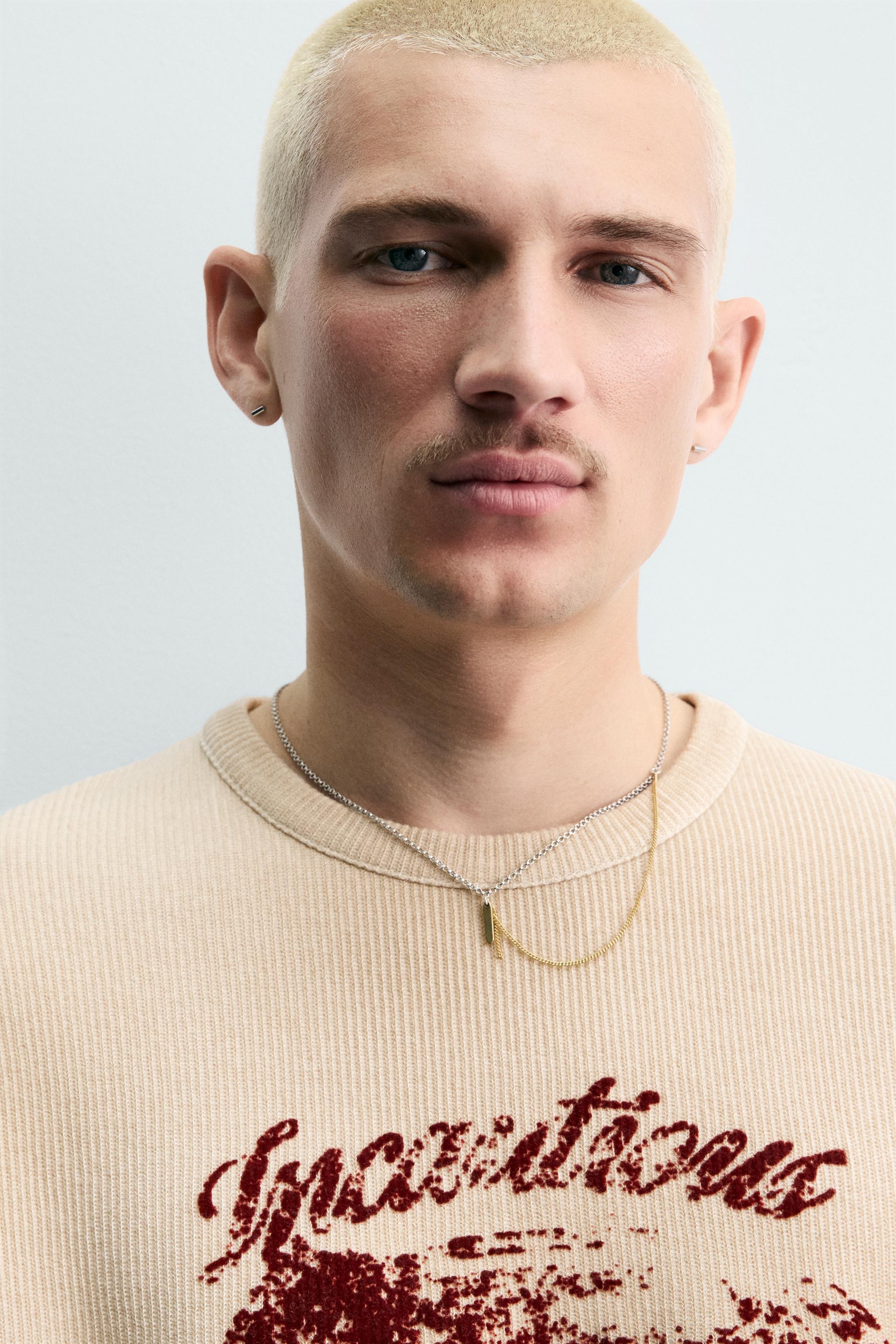 TEXTURED KNIT PRINT T-SHIRT